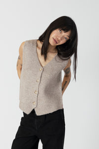 LOLLY Button Front Vest Driftwood