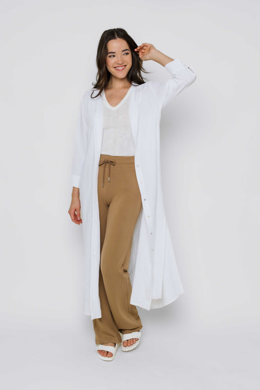 Meg Midi Length Button Up White