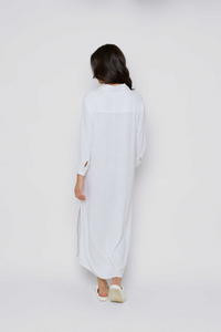 Meg Midi Length Button Up White