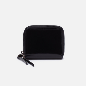 DIXON Medium Zip Wallet In High Gloss Leather Black