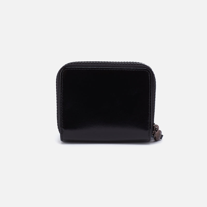 DIXON Medium Zip Wallet In High Gloss Leather Black