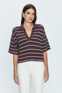 Marlow Polo Sweater Mocha Stripe