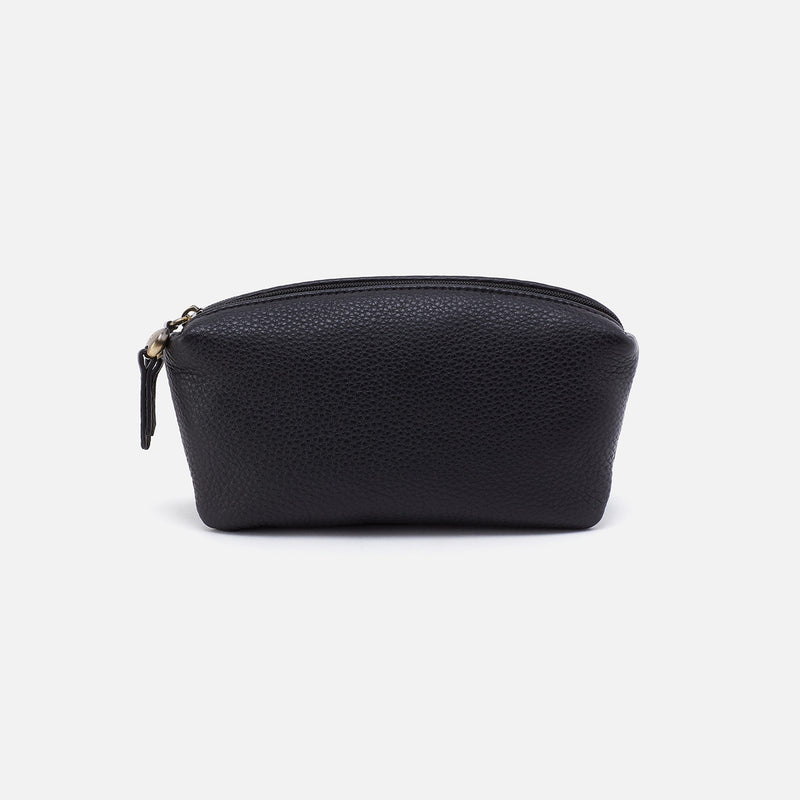 Double Zip Pouch in Pebbled Leather Black