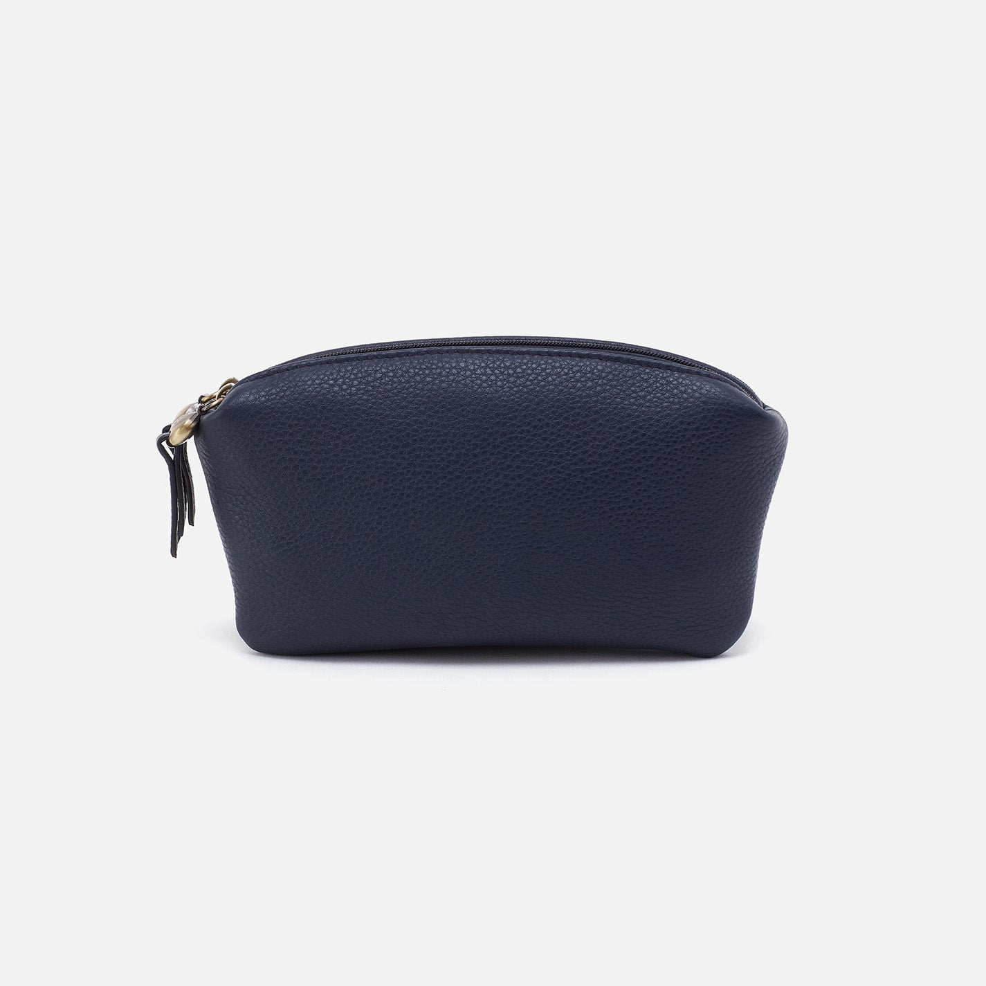 Double Zip Pouch in Pebbled Leather Sapphire