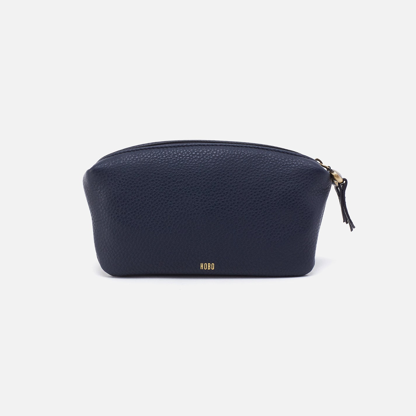 Double Zip Pouch in Pebbled Leather Sapphire