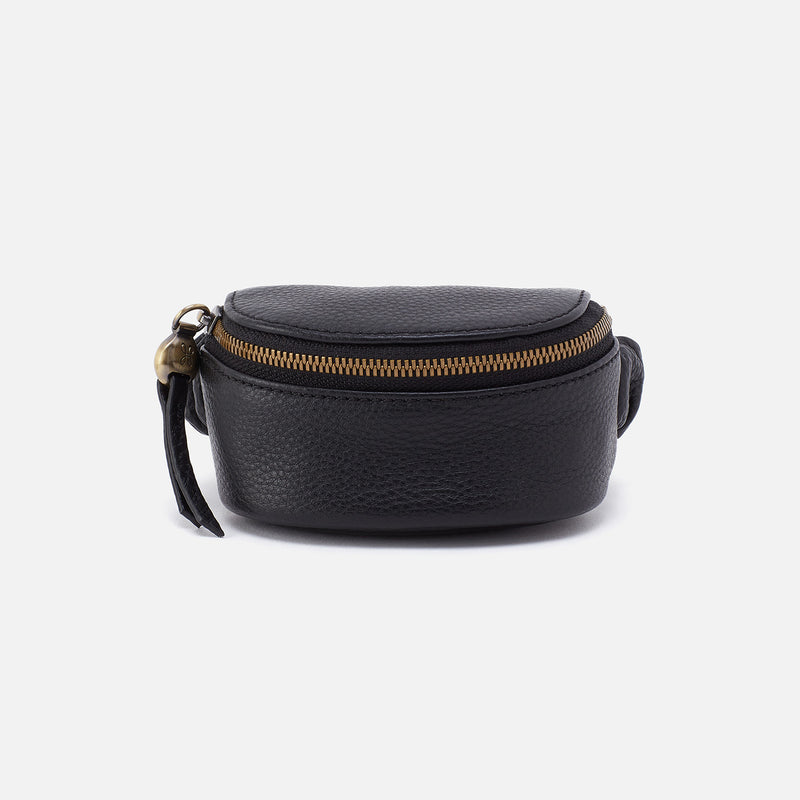 Wearable Zip Pouch In Pebbled Leather Black