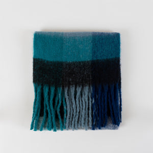 Check Scarf Turquoise Cobalt