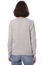 Load image into Gallery viewer, Cotton Cashmere Frayed Edge Crew Light Heather Grey
