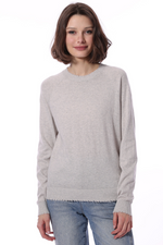 Load image into Gallery viewer, Cotton Cashmere Frayed Edge Crew Light Heather Grey
