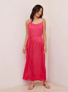 Cowl Neck Satin Maxi Dress - Havana Pink