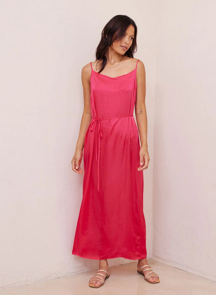 Pink silk cowl neck on sale dress