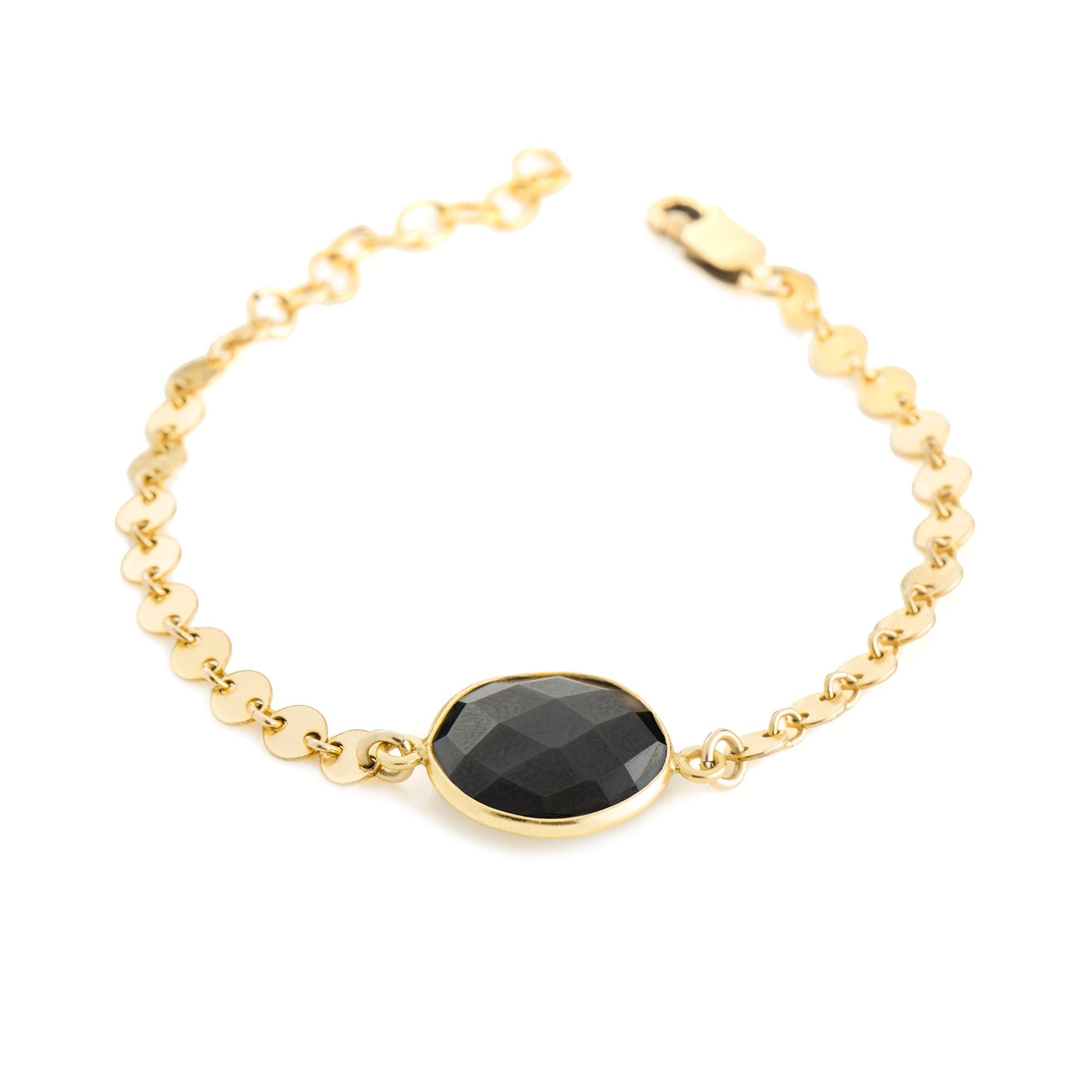 Coin Chain Stone Bracelet | Black Onyx
