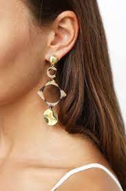 Light Tortoise Resin Cutout 18k Gold Plated Earrings