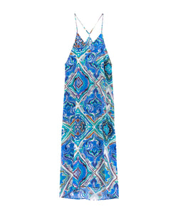 Lisbon Tile Scarf Dress Seablue