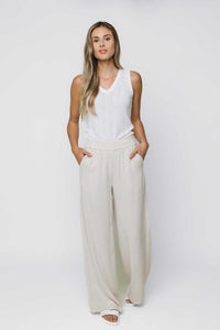 Elly Wide Leg Pull On Pant White