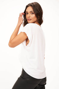 Kiki Ruched Shoulder Washed Easy Fit Tee - White