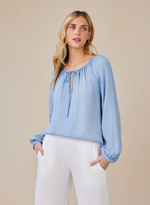 Load image into Gallery viewer, Shirred Raglan Tie Front Blouse
