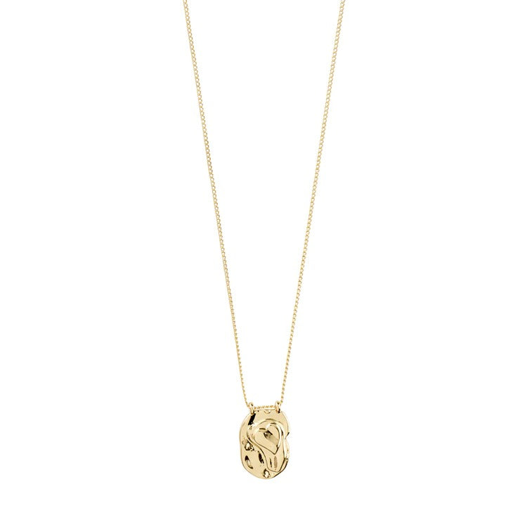 Peace Organic Shape Pendant Necklace Gold Plated