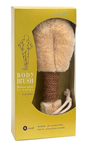 Sisal Body Brush Brown natural cord handle 9" length