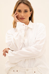Gemma Oversized Button Down Long Sleeve White