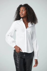Button Down Shirt with Pleat Detail on Sleeves