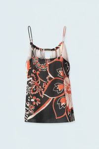 Halter Top with front Ornement Black/Paprika