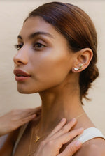 Load image into Gallery viewer, Isha Ear Climbers Rhodium with Pearl
