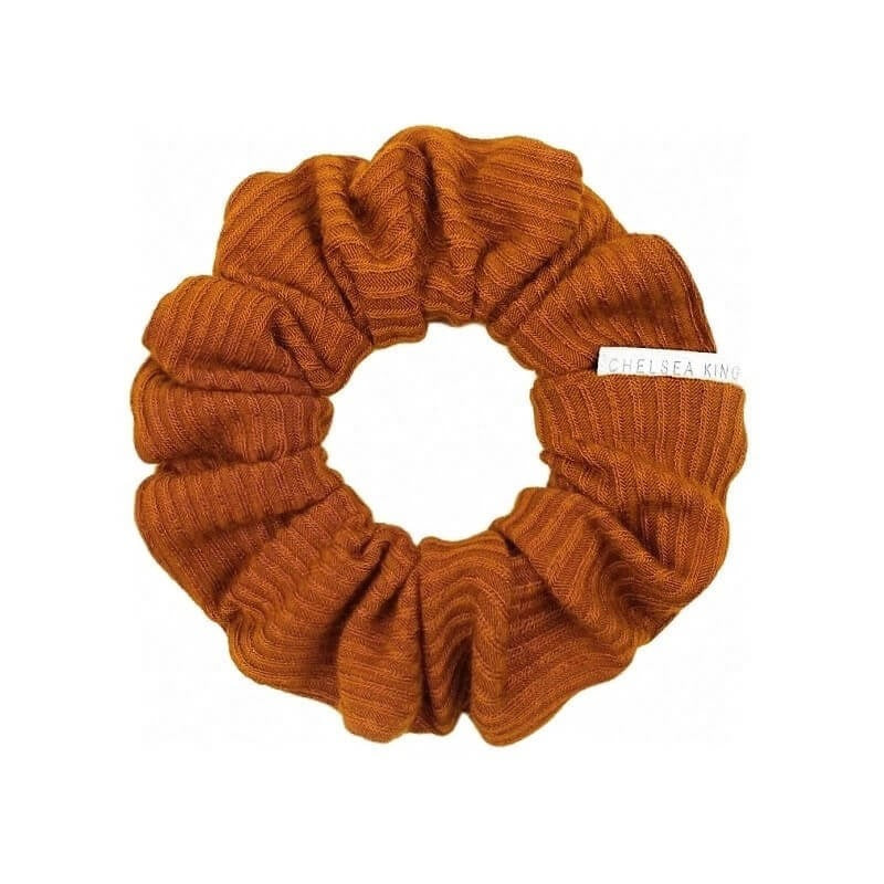 French Ribbed Caramel Scrunchie - Petite