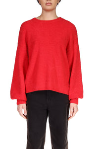 Plush Volume Sleeve Sweater Rouge
