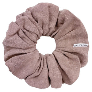 Natural Linen Taupe Scrunchie - Oversized