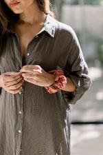 Load image into Gallery viewer, Natural Linen Terracotta Scrunchie - Classic
