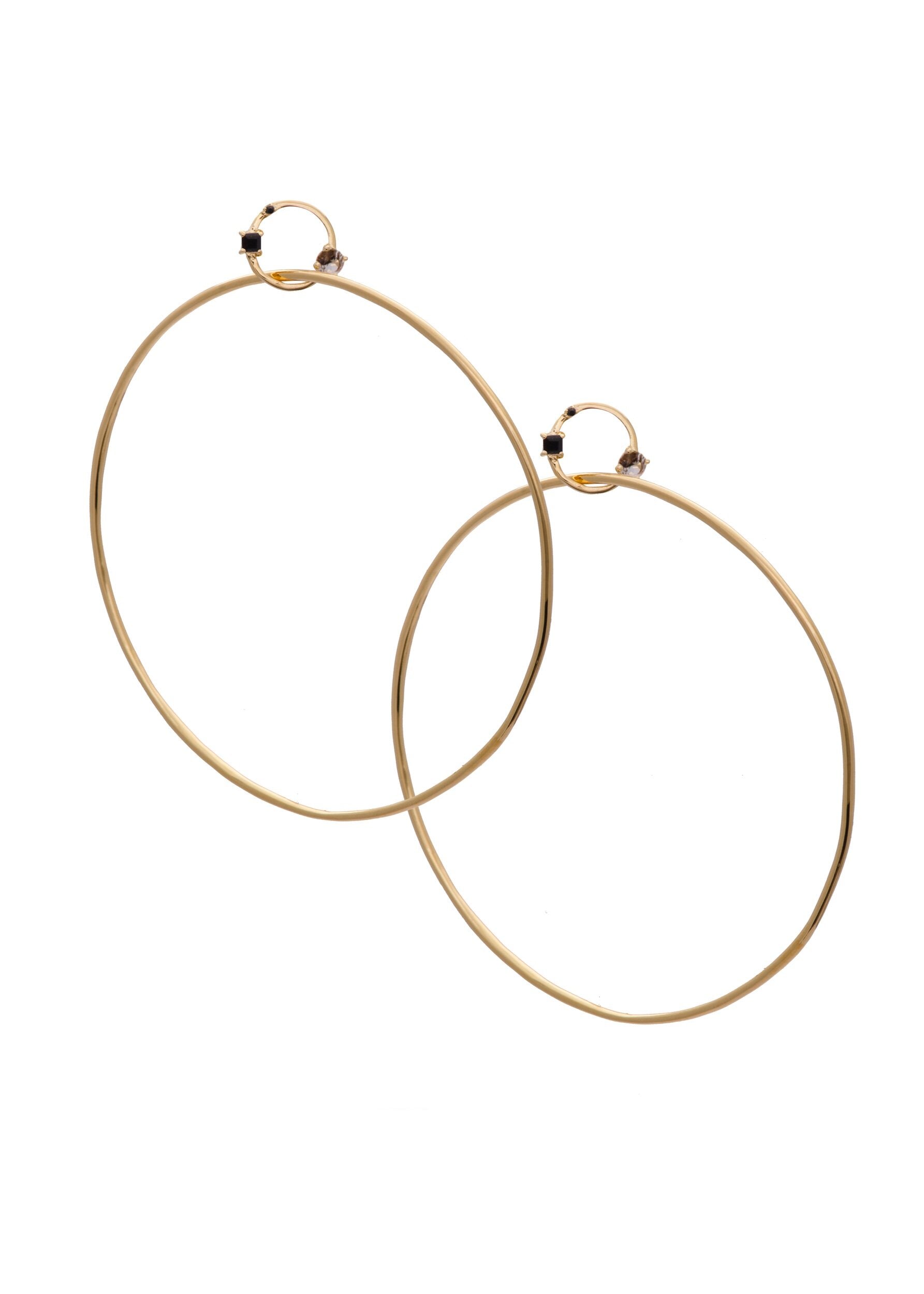 Miley Hoops Large Gold Onyx