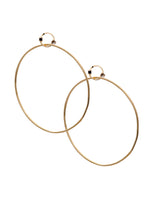 Load image into Gallery viewer, Miley Hoops Large Gold Onyx
