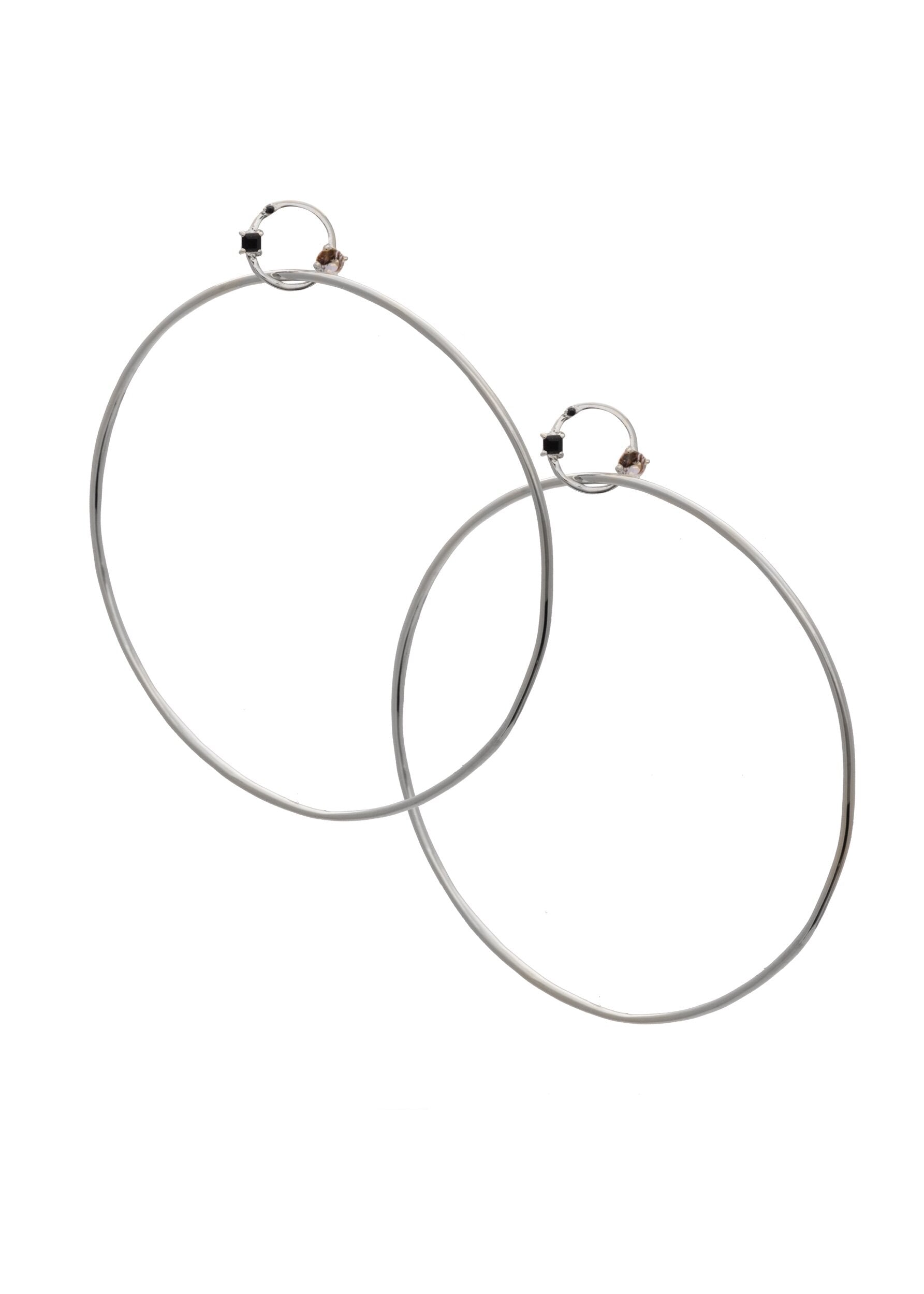 Miley Hoops Large Silver Onyx