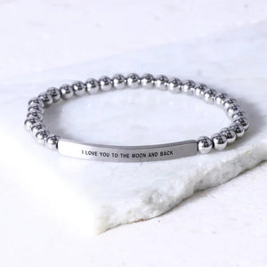 I Love You to The Moon and Back Silver Bracelet 6mm