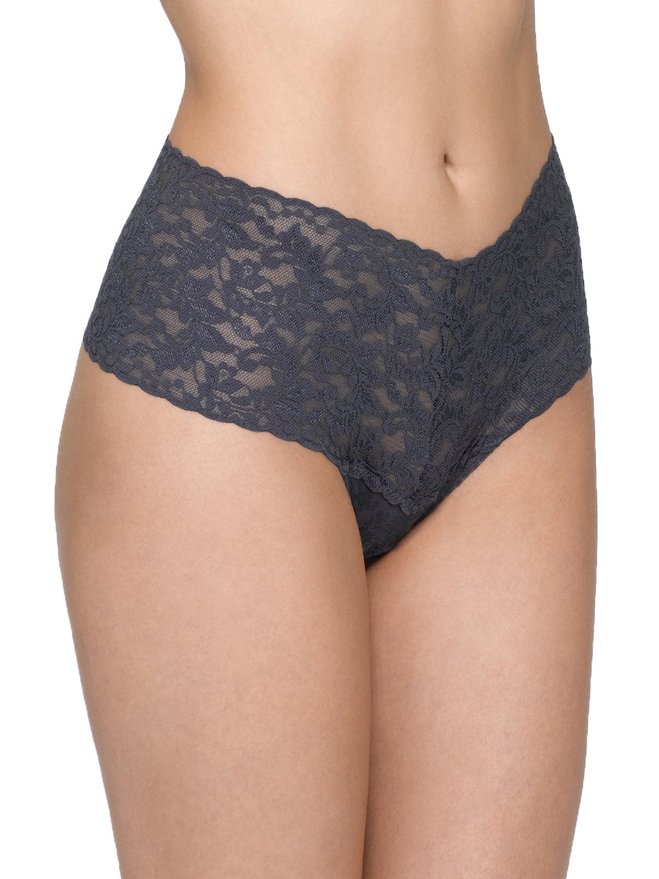 Retro Lace Thong Granite Packaged